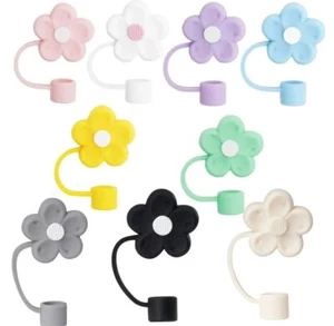 9pcs Flower Straw Cover Cap fit Stanley Cup, Cute Silicone Straw Covers Topper✅✅ - Picture 1 of 2