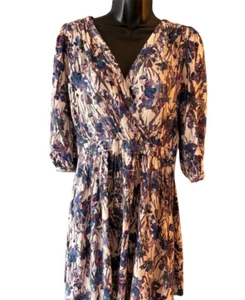 Willow & Clay Juniors Womens 3/4 Sleeve Side Zip Close Floral Short Dress Medium - Picture 1 of 12