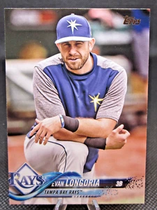 2018 TOPPS SERIES 1 #223 EVAN LONGORIA SP SHORT PRINT VARIATION TAMPA BAY RAYS - Picture 1 of 2