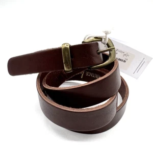 Amsterdam Heritage Luxe Women's XL Brown Italian Leather Skinny Belt NWT - Picture 1 of 11