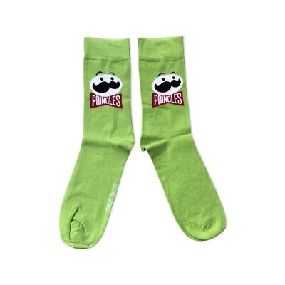 SOCK SHACK Mens Pringles Crisps Sour Cream & Chive Green Socks 6-10 UK /39-44 Eur / 7-11 US