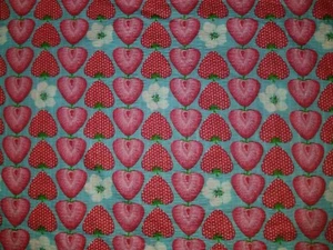TEXTURED STRAWBERRY BLOSSOM STRAWBERRIES SPRING COTTON FABRIC 36" X 44" - Picture 1 of 3