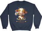 Personalised Cow Daisy Flower Sweatshirt Mens Womens Forest Animal Floral Jumper