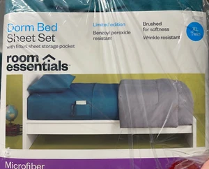 ROOM ESSENTIALS DORM SHEET 3 pcs SET, XL Turquoise - Picture 1 of 3