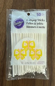 NEW Wilton Lollipop Cake Pop 4"/10 cm Sticks Treat Dessert 50 Pkg #1006 WHITE - Picture 1 of 1