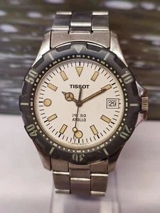 TISSOT PR 50 ATOLLO QUARTZ WHITE DIAL J185/285K SWISS MEN'S FULL WORKING VINTAGE - Picture 1 of 24