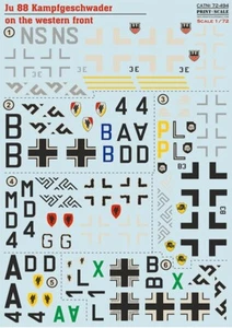 Print Scale 72-494 1/72 Decal for Ju 88 Kampfgeschwader on the Western Front - Picture 1 of 4