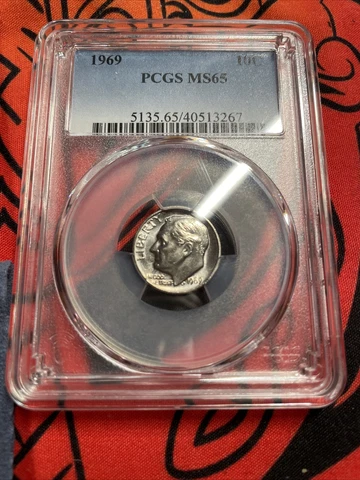 1969 P Dime PCGS MS65 Cover