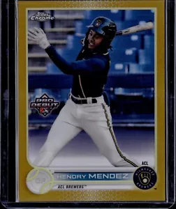 2022 Topps Pro Debutto Hendry Mendez Oro Rifrattore 15/50 - Foto 1 di 2