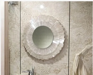 Round Selenite Stone Crystal Mirror Wall Decor Mirror Exclusive Bathroom Mirror - Picture 1 of 8