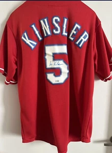 Majestic Cool Base Red Texas Rangers #5 Ian Kinsler AutoJersey w COA Sticker - Picture 1 of 6