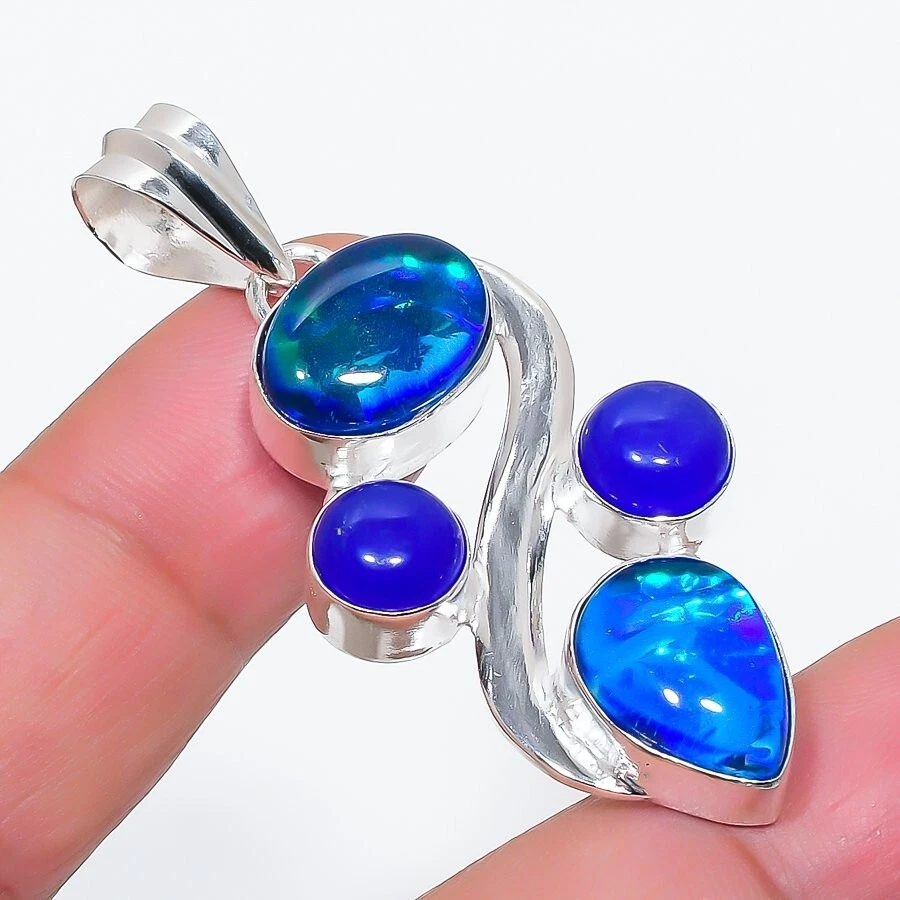 Triplet Opal Gemstone Handmade 925 Sterling Silver Jewelry Pendant Size "2" - Image 1 of 1