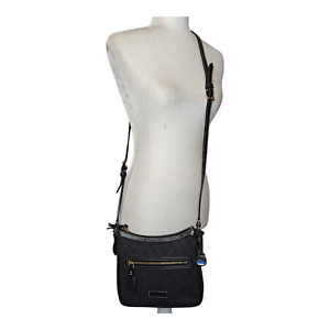 Dooney and Bourke Black Canvas Crossbody Bag Zip Closure Adjustable Strap MINT