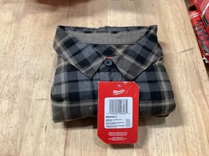 Milwaukee GRIDIRON Flannel Shirt LARGE Gray Plaid M551G-L - Picture 1 of 1