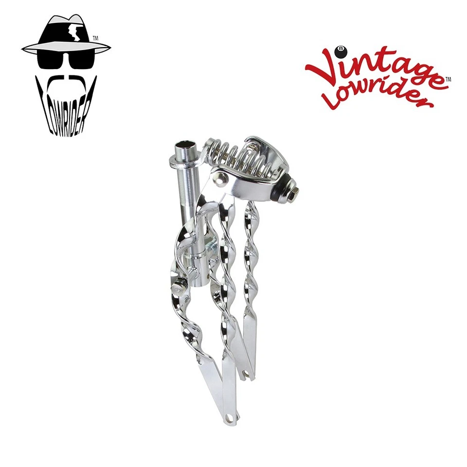 Original Vintage Lowrider 12" Bicycle Classic Flat Twisted Spring Fork Chrome - Image 1 of 1