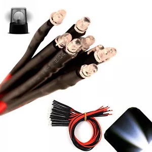100 x LED Pre wired 12v 3mm Cool Clear White Flashing Blinking Strobe LEDs 9v 6v - Picture 1 of 2