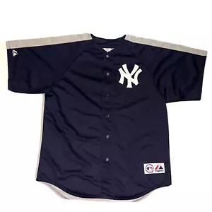 De colección Años 90 Raro New York Yankees Majestuoso Azul Marino/Gris 2 Tonos Hecho en EE. UU. XL - Imagen 1 de 7
