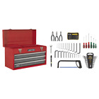 Portable Tool Chest 3 Drawer with Ball-Bearing Slides - Red/Grey & 93pc Tool Kit