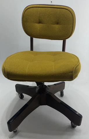 Vintage Swivel Adjustable Office Chair FAULTLESS DOERNER - Golden Rod Yellow Cover