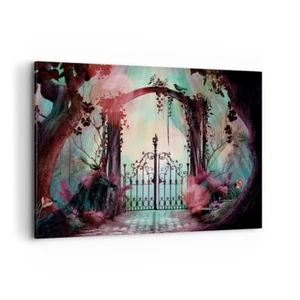 Impression sur Toile 120x80cm Tableaux Image Photo Fantaisie Portail Jardin - Foto 1 di 10