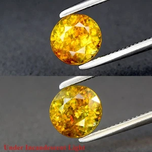 1.06ct 5.7mm VS Round Natural Greenish Yellow Sphene Gemstone, Super Sparkles - Picture 1 of 4