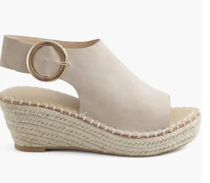 Catherine Malandrino Cirkly Espadrille Wedge Sandal Beige With Buckle Size 7.5 - Picture 1 of 7