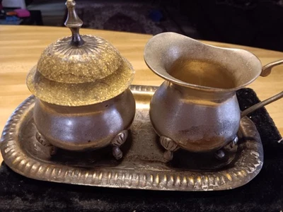 Azúcar y crema vintage hecho en India. recubierto de plata $75.00 Foto 1 de 3