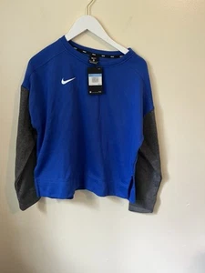 Nike Women's Colorblock Crew Neck Sweatshirt - Size M - Blue Gray - DH3780 NWT - Picture 1 of 4