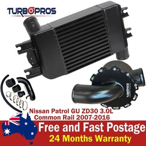 Intercooler de aluminio actualizado, caja de aire + kit de tuberías para Nissan Patrol GU ZD30 3,0 L - Imagen 1 de 10