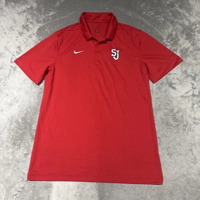 St Johns Red Storm Polo Shirt Mens Medium Red Nike Performance College Logo - Image 1 of 4