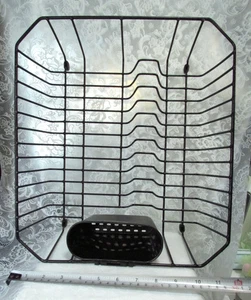 Vintage Black Rubbermaid COATED WIRE DISH DRAINER Drying Rack w Utensil Holder - Picture 1 of 22