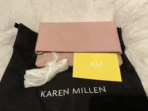 Karen Millen Dusky Pink Suede/Leather Clutch Bag. Brand New - Picture 1 of 4