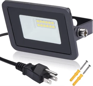 10W LED Working Light, IP68 Waterproof Outdoor Floodlight with Plug for Garden W - Picture 1 of 12