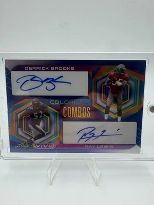 2023 Leaf Vivid Colorful Combos Ray Lewis, Derrick Brooks #CC-16 Dual Auto 3/7 - Image 1 of 2