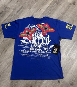 Blac Label Premium Product T Shirt SACRA blu borchiato uomo taglia 3XL NUOVA! - Foto 1 di 18