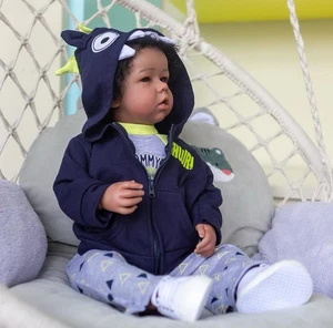 20" Ethno Biracial Reborn Baby Puppe Lebensecht Afroamerikanisch Schwarz Reborn Junge - Bild 1 von 7