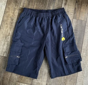 Carhartt Cargo Navy Blue Spell Out Multi-Pocket Outdoor Wandershorts Herren XL - Bild 1 von 4