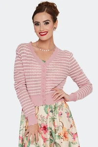 Retro Vintage Scallop Patterned Style Cardigan Pink - Picture 1 of 5
