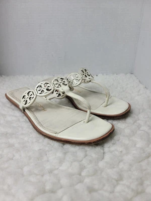 Sandalias Tory Burch Tiny Miller 10 mm para mujer talla 6,5 tanga de cuero de becerro marfil   Foto 1 de 4