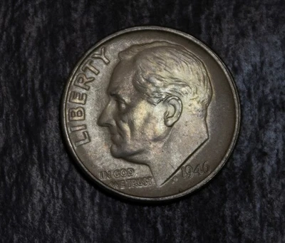 1946 Roosevelt Dime Choice BU  Toned  Lot F 945 - Image 1 of 2