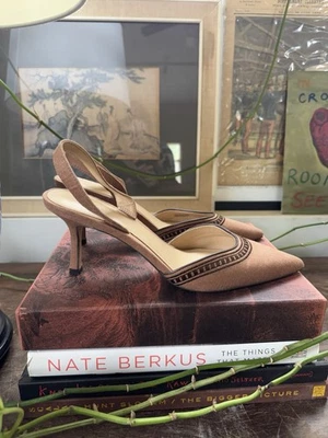 Zapatos de salón Ann Taylor marrón de lino con honda trasera, para mujer talla 9,5 Foto 1 de 3