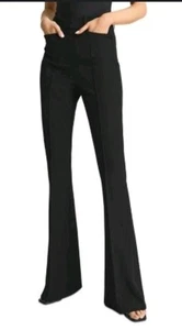 Pantalones acampanados de tiro alto Reiss Dylan para mujer negros talla 12 bolsillos elásticos  - Imagen 1 de 7