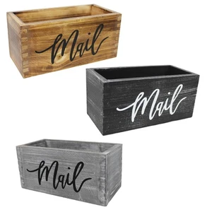 Wood Mail Box Storage Holder Mail Basket Rustic Multipurpose Letter Holder Tray - Picture 1 of 17