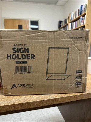 Slant Back Acrylic Sign Holder 8.5 x 11, Clear Picture Photo Frames Display - Image 1 of 4