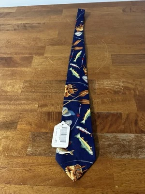 Made In The Wild West Buffalo Company 男式钓鱼领带全新领带复古罕见 — 第 1/4 张图片