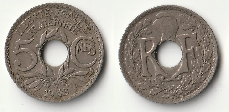 Moeda de 5 centavos França 1918 - Imagem 1 de 1