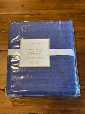 Pottery Barn 青少年纹理 Ombré 窗帘两块蓝色 52 英寸 x 63 英寸全新 NLA — 第 1/4 张图片
