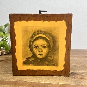 Quadro Murray Amish ragazza legno rustico con cornice stampa vintage - Foto 1 di 7