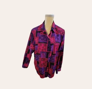 Blusa Liz Baker vibrante floral con botones para mujer talla 14 carrera vacaciones T45 - Imagen 1 de 7