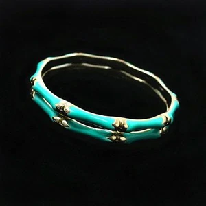 NUEVO Brazalete de Lujo Estilo Turquesa Esmalte Puño Acentos Dorados EE. UU. - Imagen 1 de 9